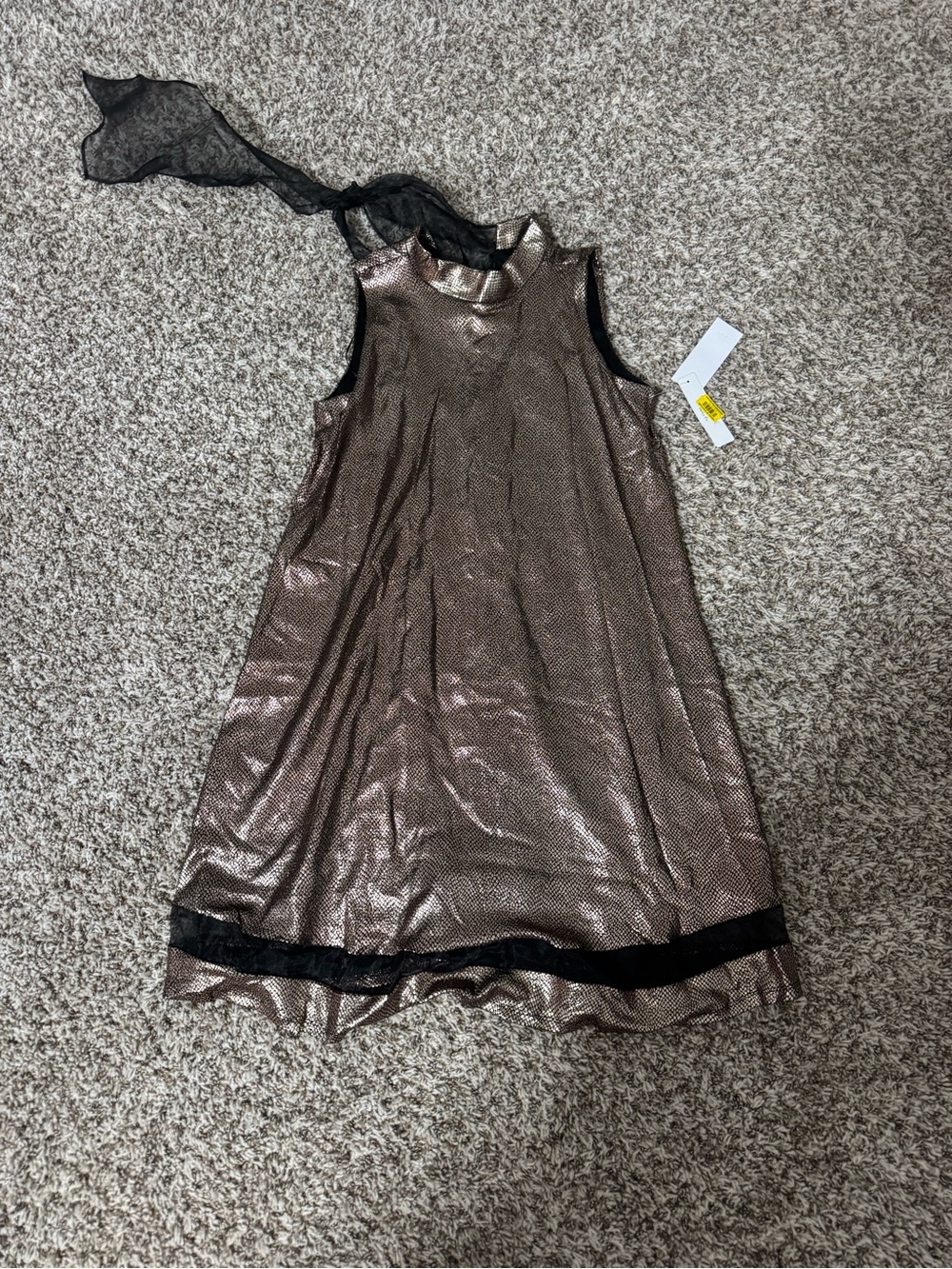 NWT Women’s Metallic Bronze Party Dress with Black Trim